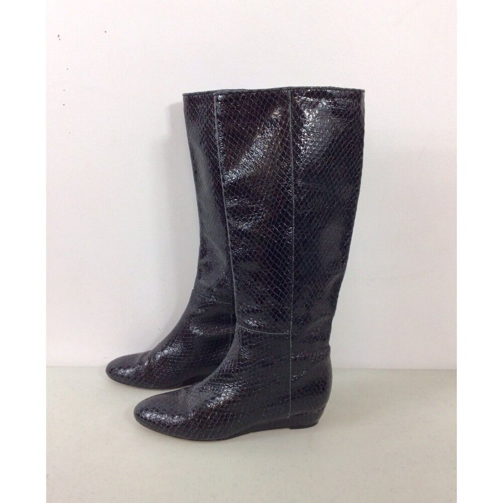 Loeffler Randall Black Snakeskin-Embossed Over-the-Knee Boots